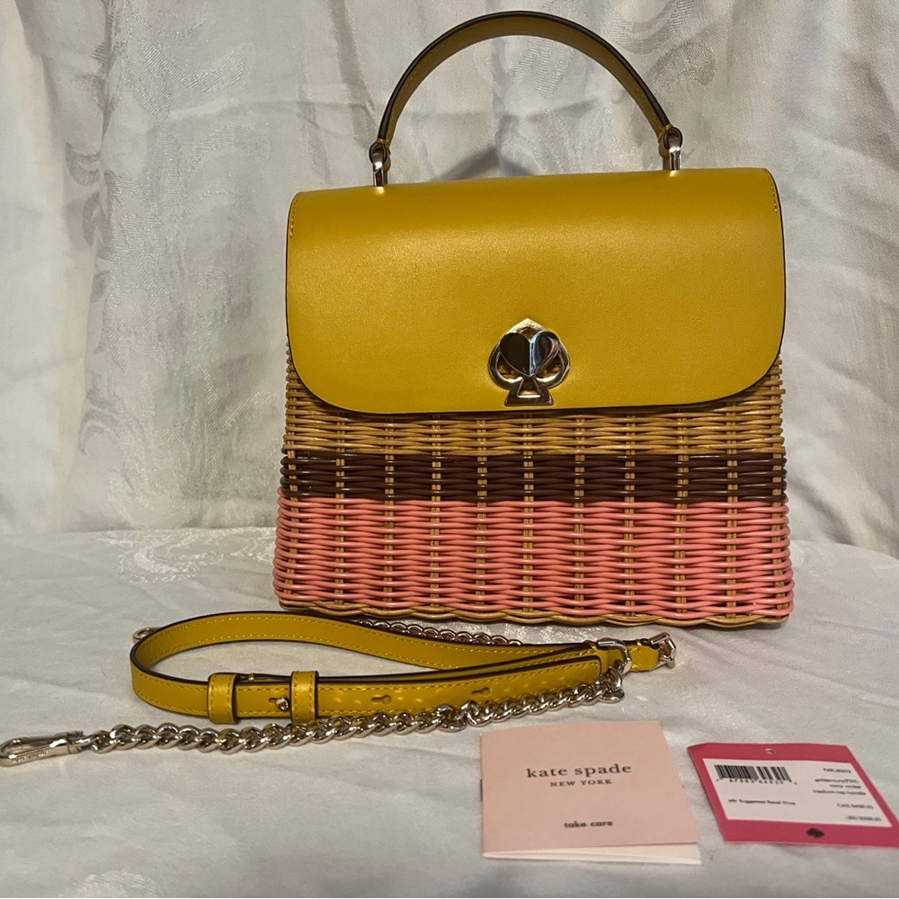 Kate Spade “Romy” wicker medium top handle handbag